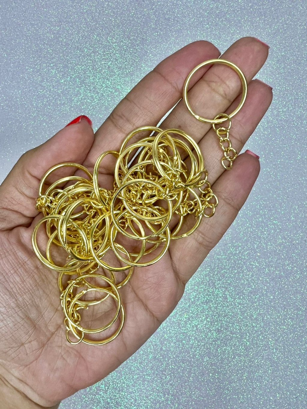 Argola Chaveiro Grossa com corrente Nybc OURO 24mm