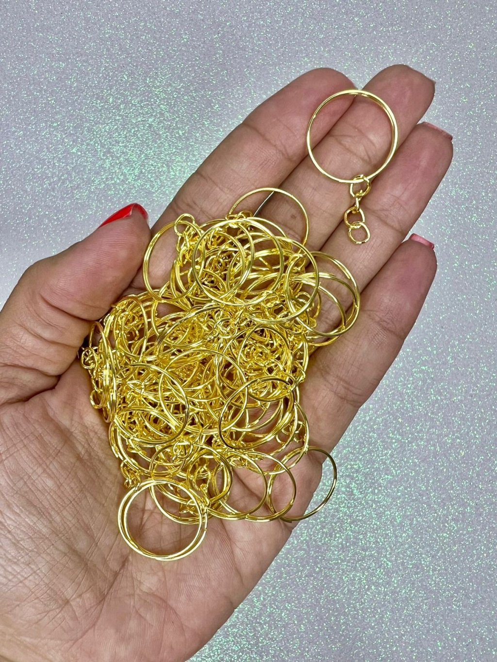 Argola Chaveiro Fina com corrente Nybc OURO 20mm