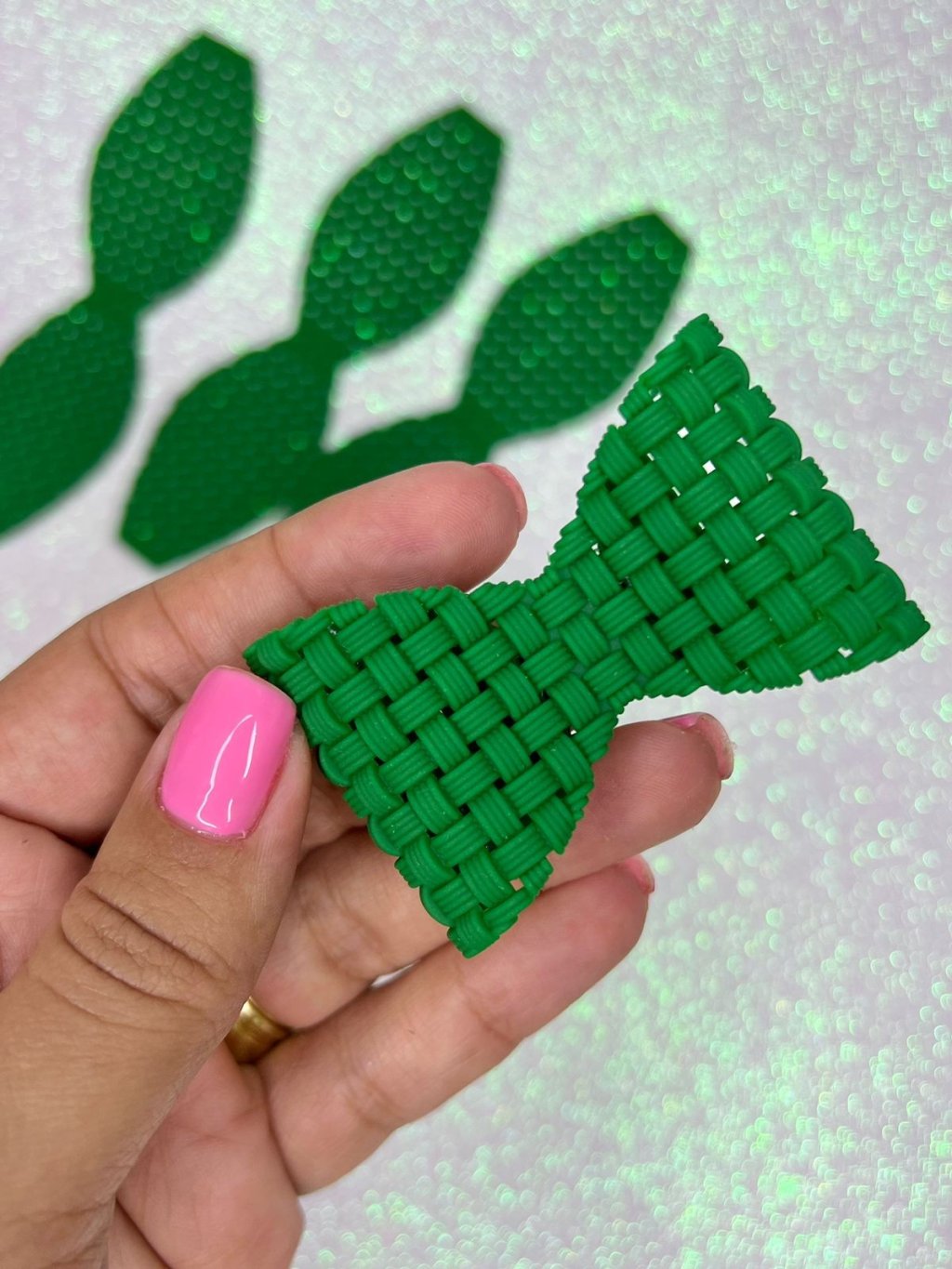 Aplique Emborrachado Laço Telado FrrImport Ref:2805 VERDE BANDEIRA 60mm 01und