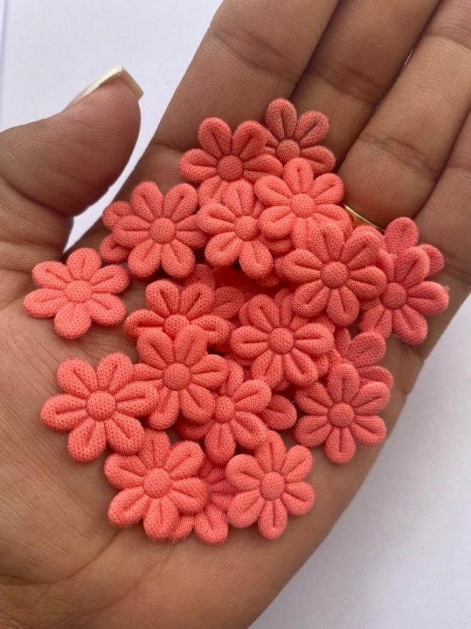 Rosa Tecido Silvano Flores Coral 100und