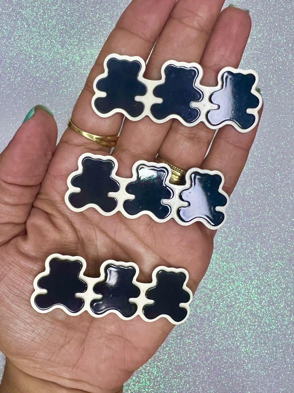 Aplique Resina Trio Urso Yama Ref:102412 65mm PRETO/OFF 02und