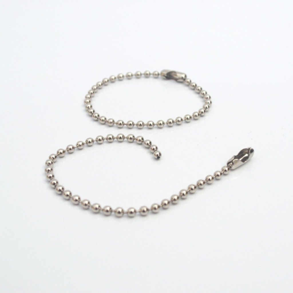 Corrente de Bolinha Metal + Fecho Canoa 2,4mm Lomil Ref:49208 PRATA 12cm 50und