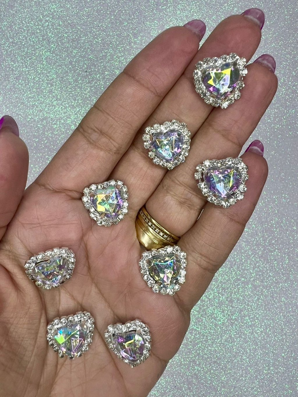 Aplique Jóia Coração Chaton/strass Ref:39051 PatImport CRISTAL 18mm 01und