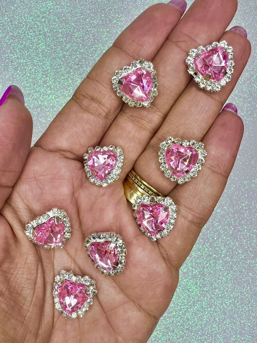 Aplique Jóia Coração Chaton/strass Ref:48878 PatImport ROSA 18mm 01und