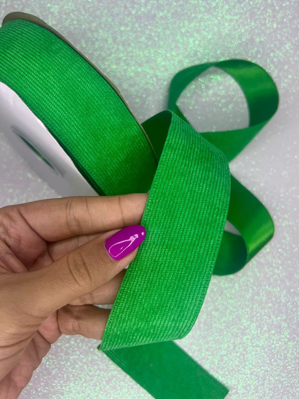 Fita Veludo Cotelê n°9 PatImport Ref:10459 VERDE BANDEIRA 38mm 03mt