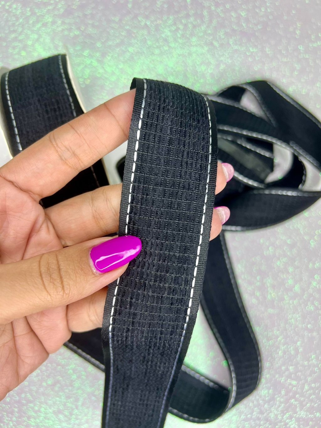 Fita Textura Pespontada PatImport Ref:42372 PRETO/BRANCO 38mm 03mt