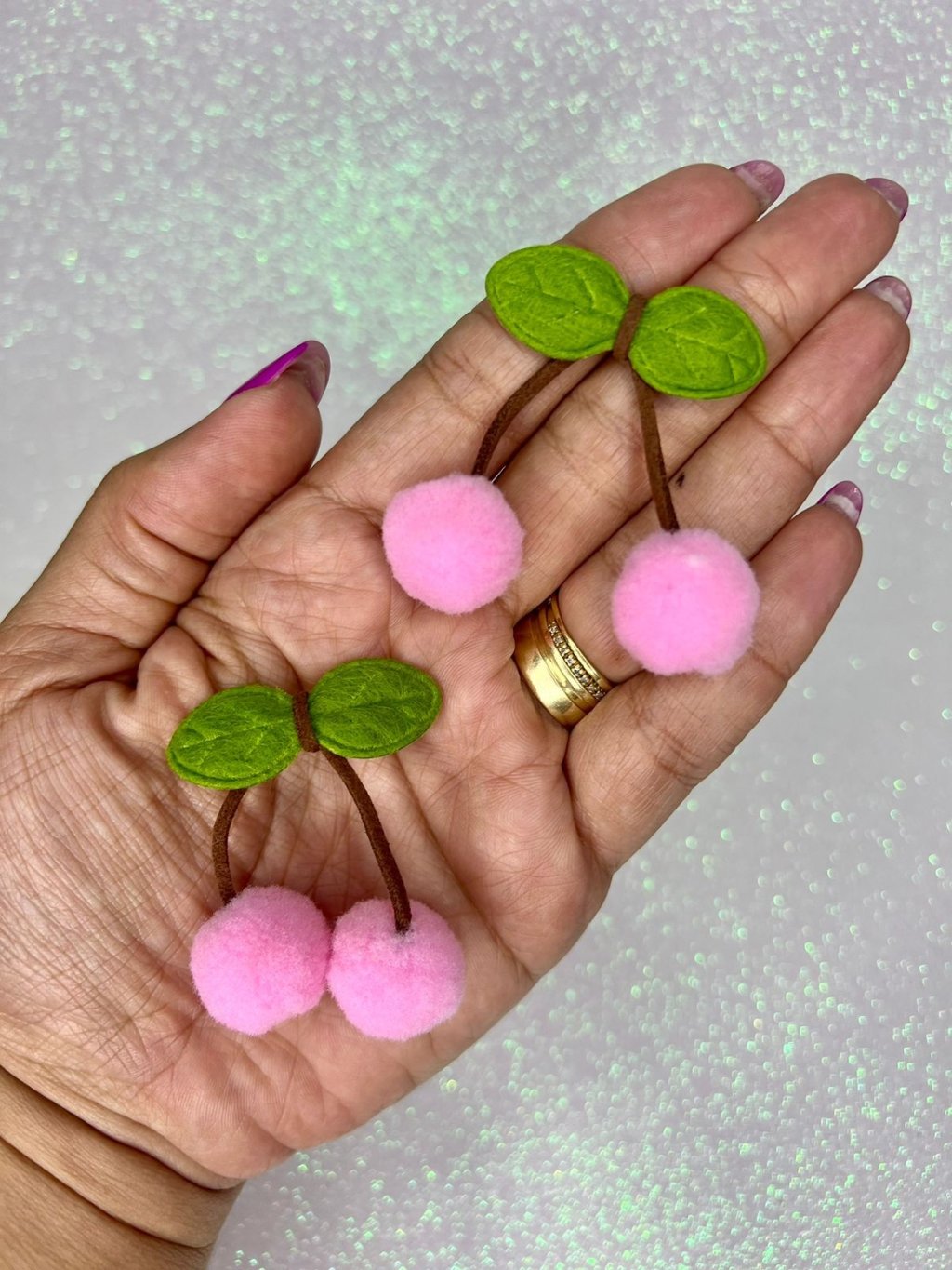 Aplique Pompom Cereja NYBC Ref:49922 ROSA MÉDIO 20mm 10und