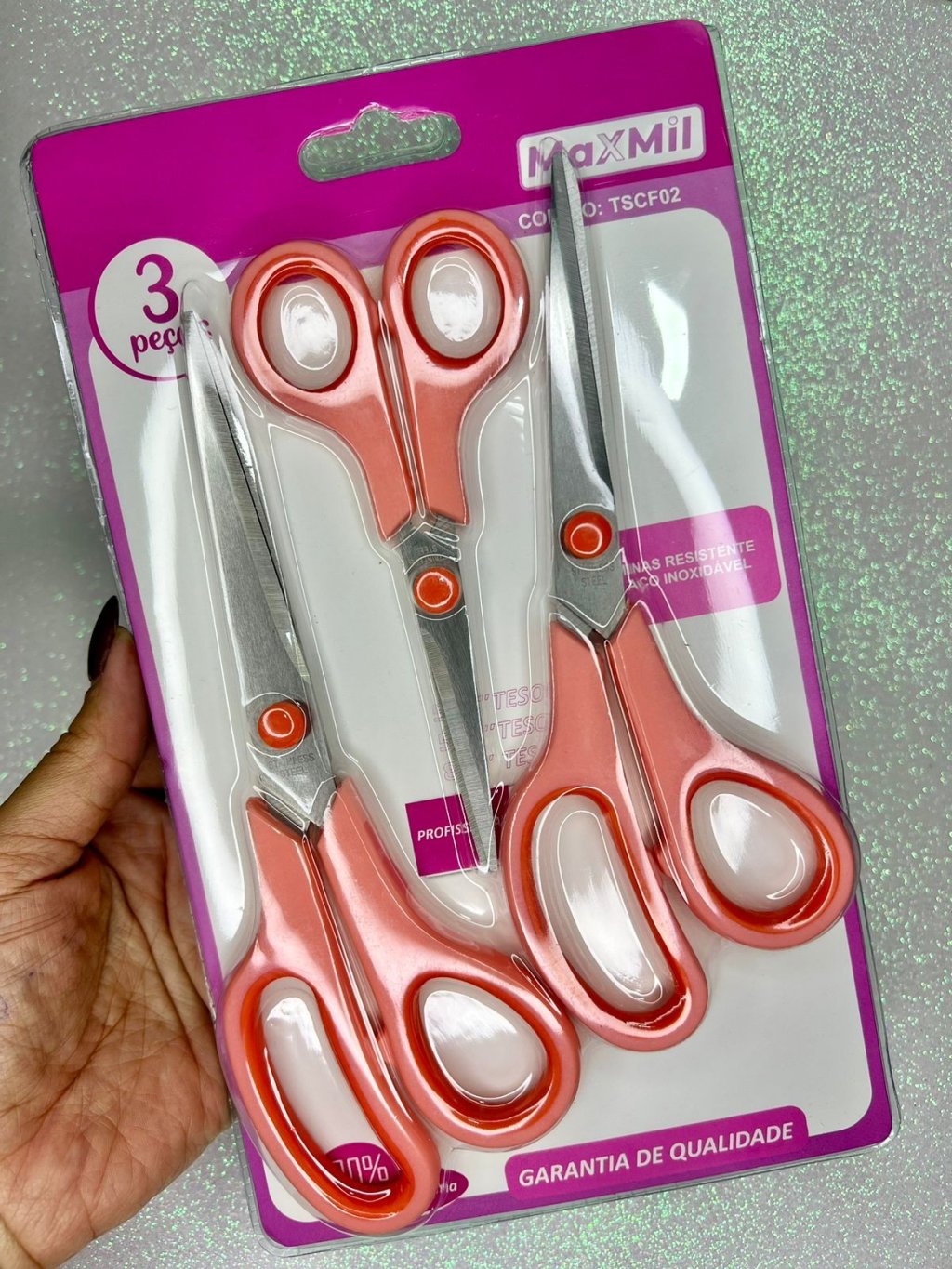 Kit Tesoura MaxMil Profissional Ref:TSCF02 PESSEGO 03Und