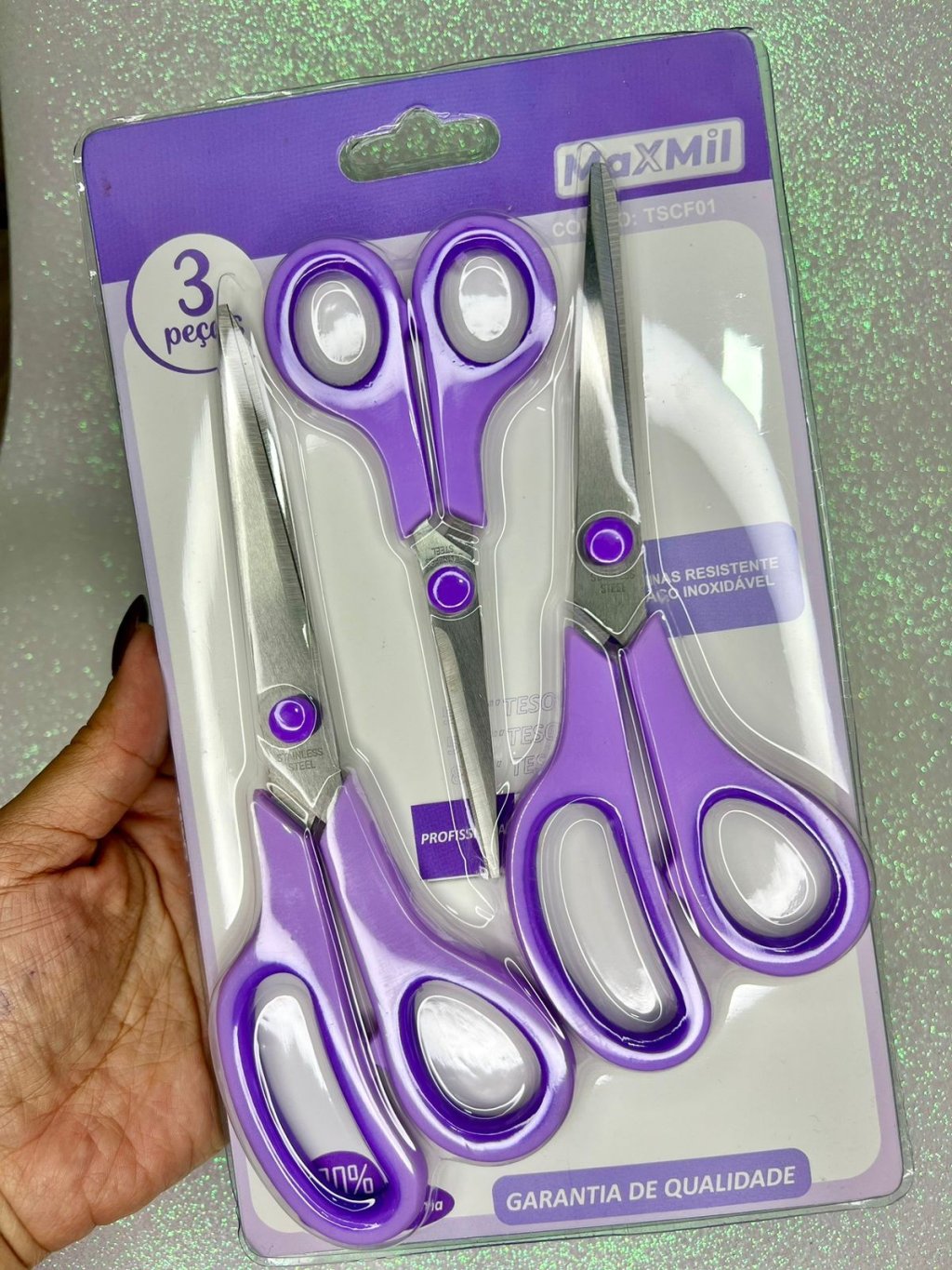 Kit Tesoura MaxMil Profissional Ref:TSCF01 LILÁS 03Und