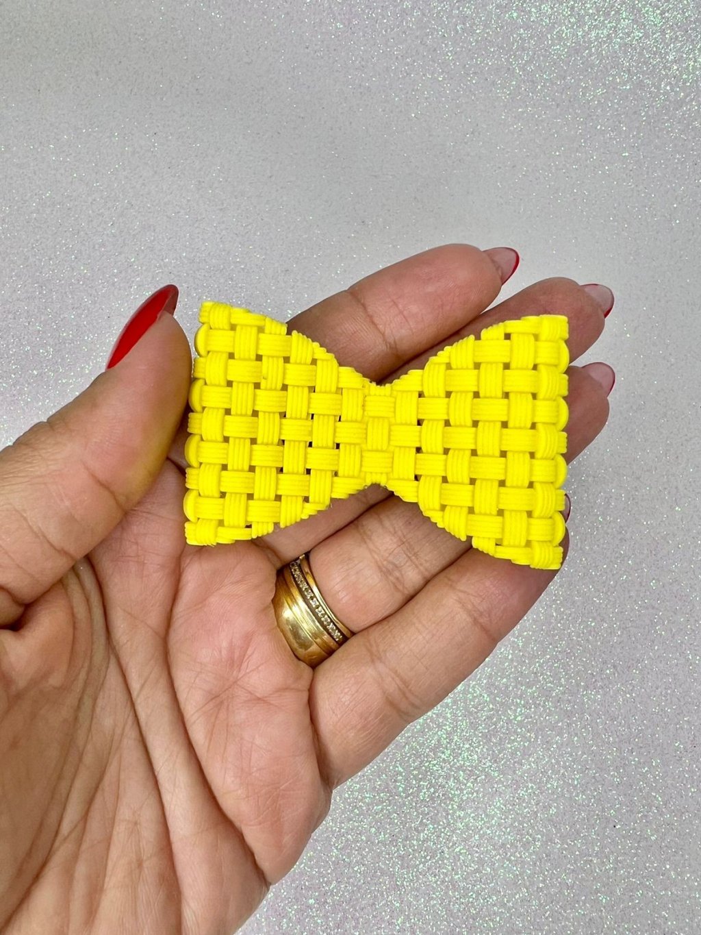 Aplique Emborrachado Laço Telado FrrImport Ref:2805 AMARELO 60mm 01und