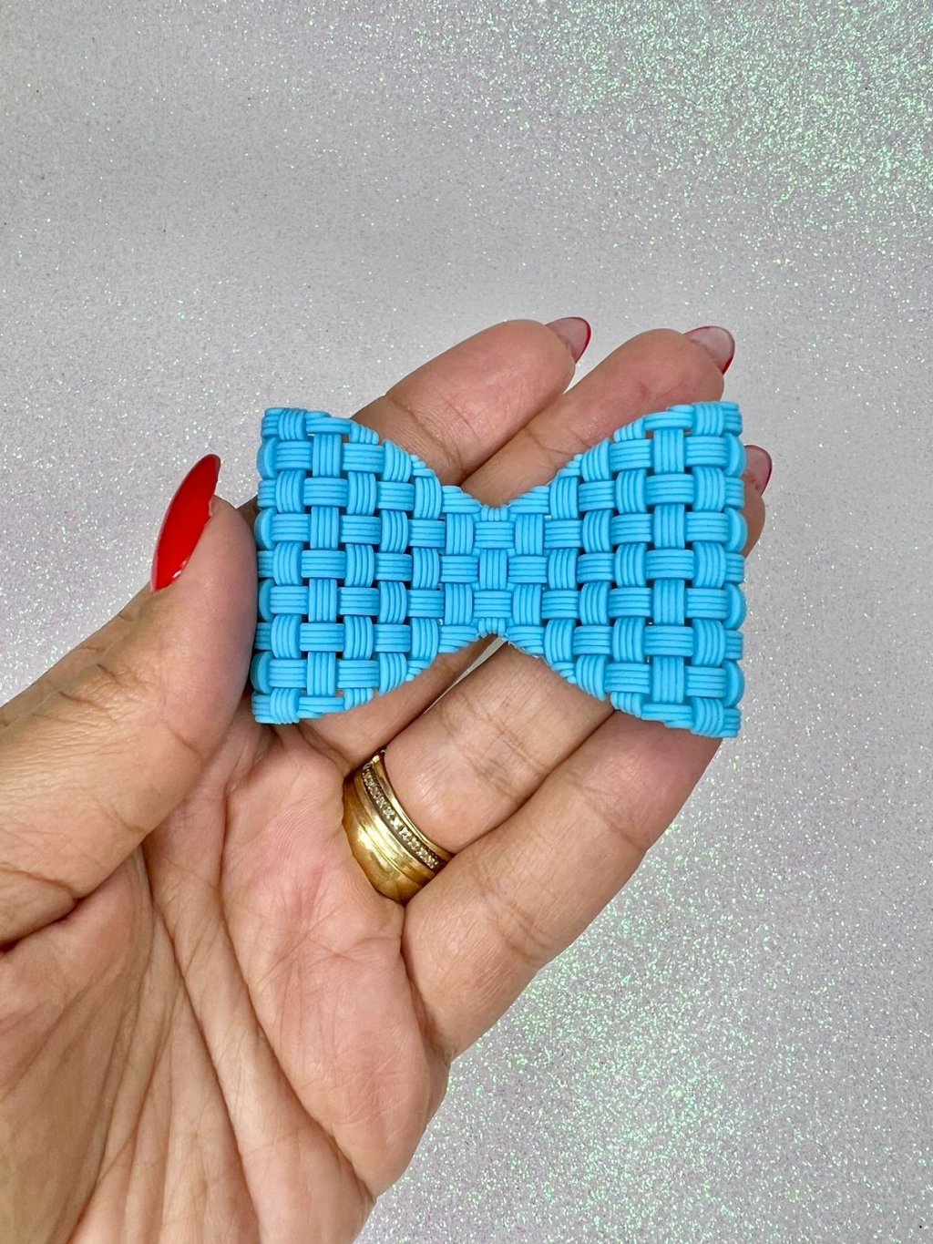 Aplique Emborrachado Laço Telado FrrImport Ref:2805 AZUL CELESTE 60mm 01und