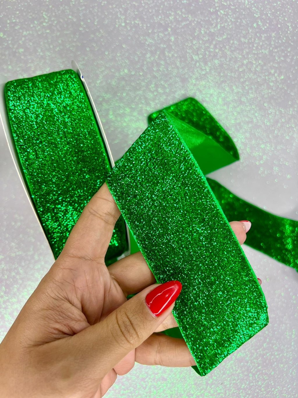 Fita Lurex Esponjosa Nybc n°12 VERDE BANDEIRA 50mm 03mt