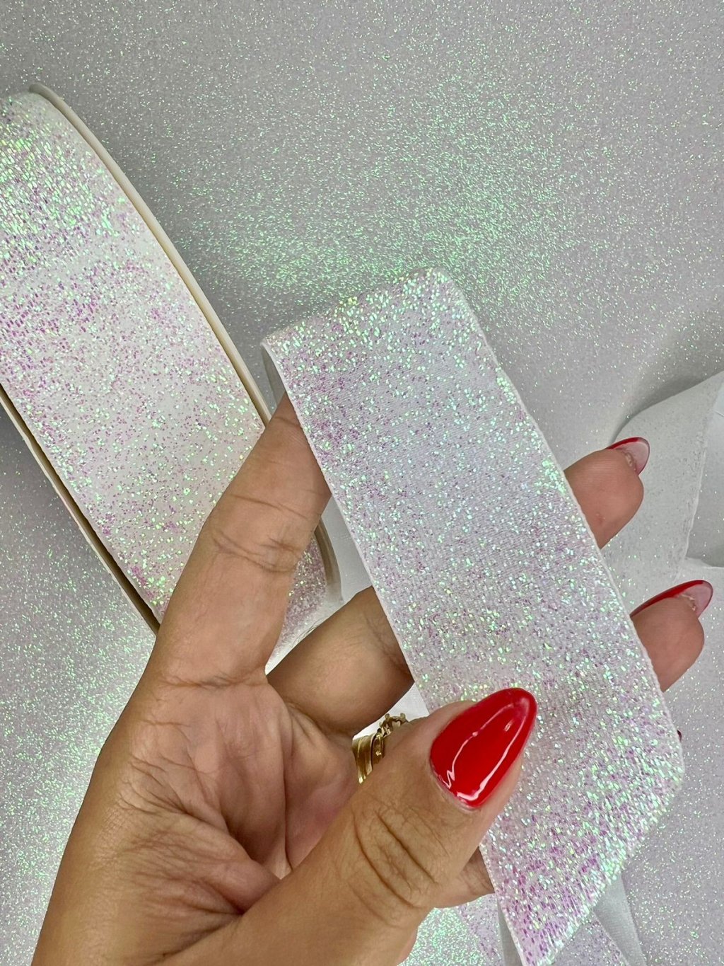 Fita Lurex Esponjosa Nybc n°9 BRANCO IRISADO 38mm 05mt