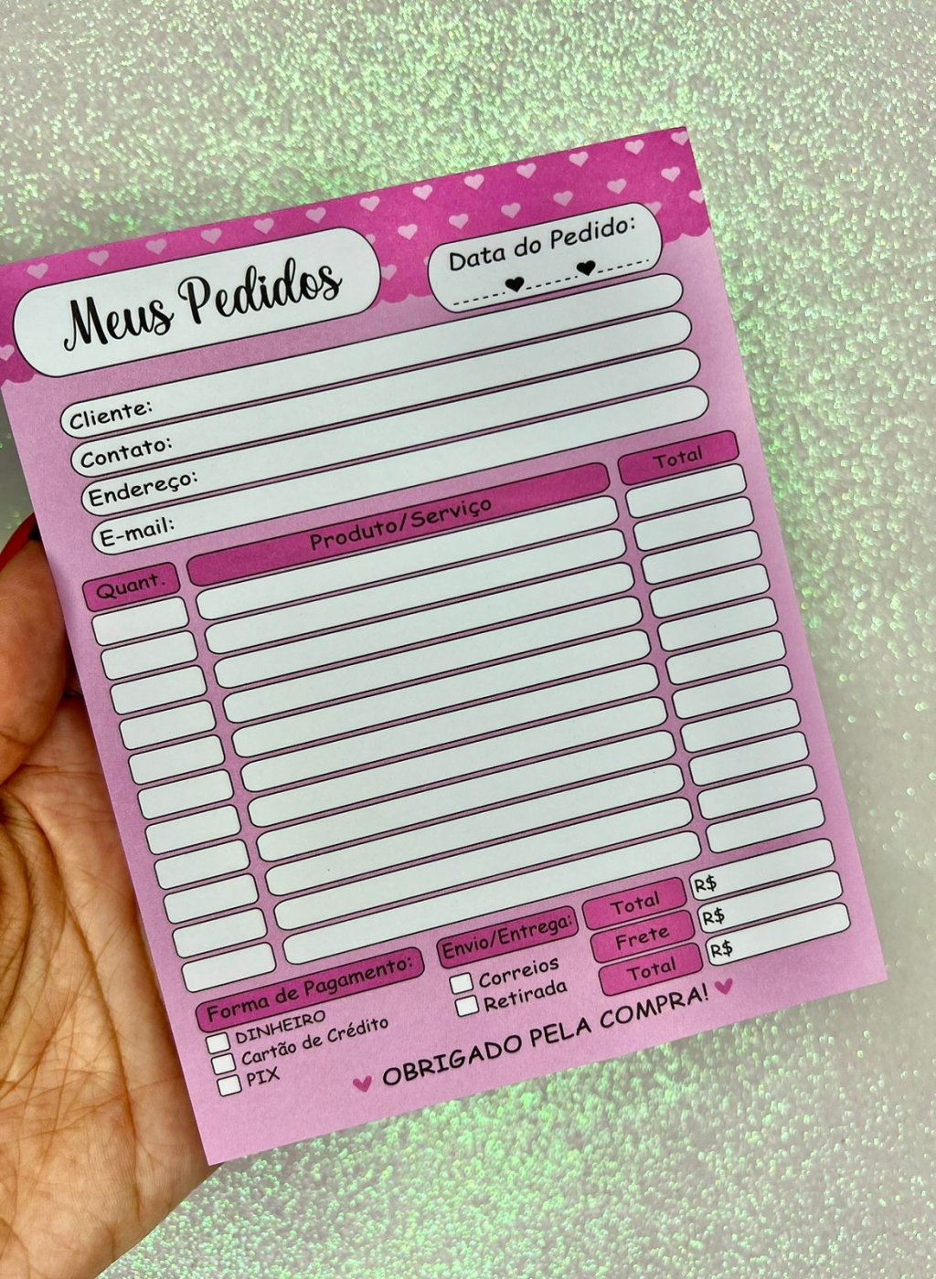 Talão Pedido NVA Love Pink/Rosa 12x15cm 100folhas