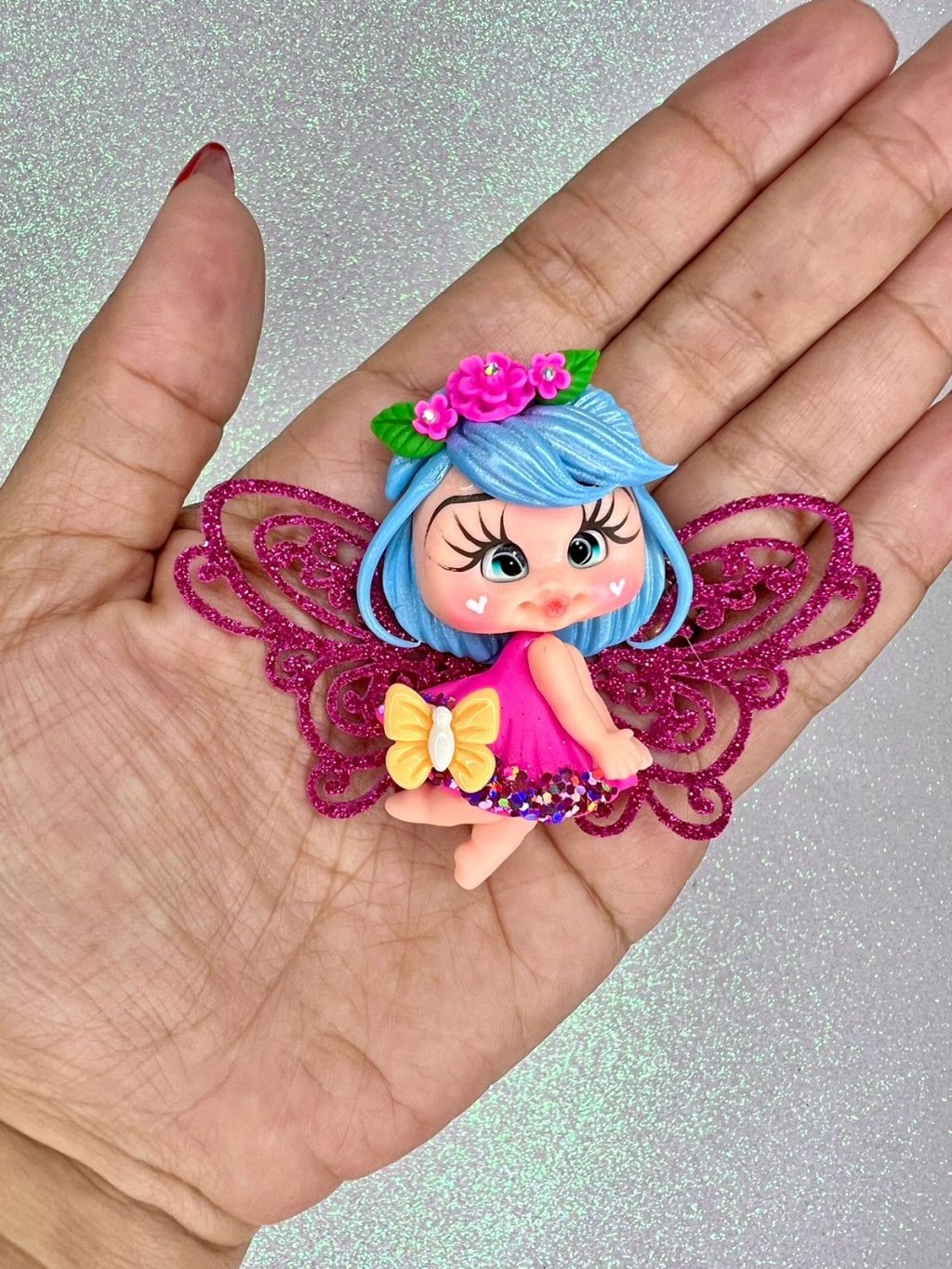 Aplique Biscuit Fada Pink (Cabelo Azul) IbBiscuit 01und