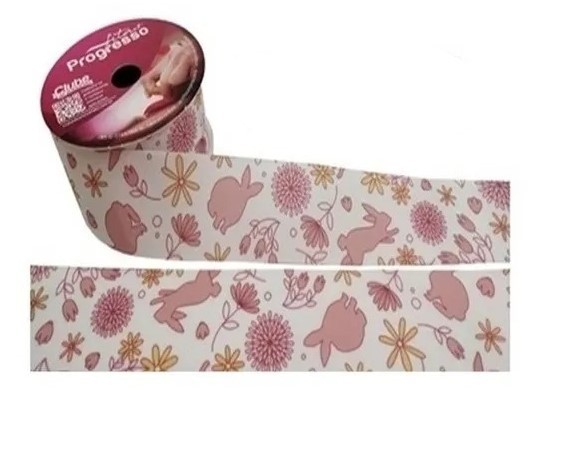 Fita Gorgurão Coelhos Progresso ref:EGP009TR cor268-Branco 38mm 10mt