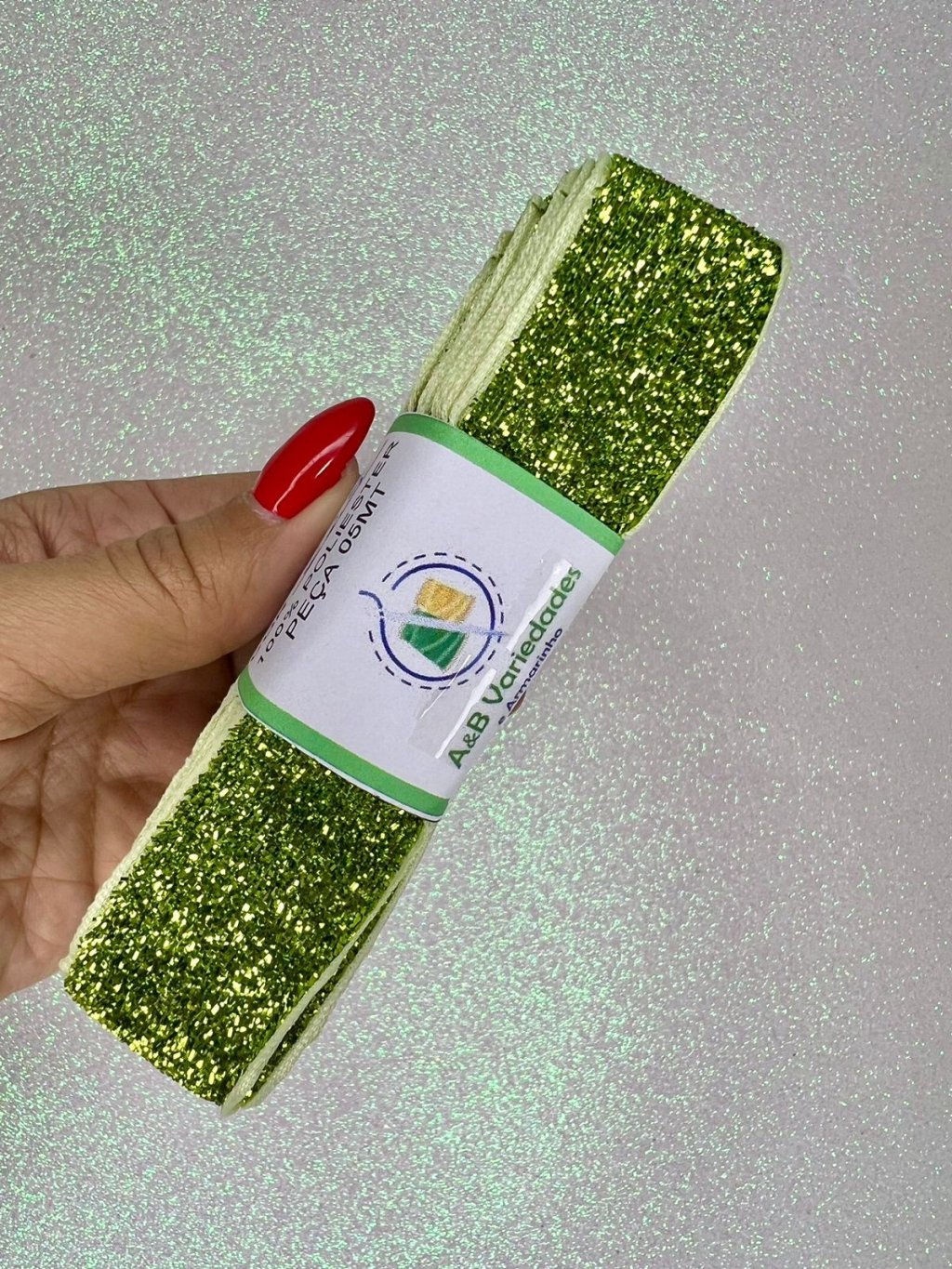 Fita Lurex Esponjosa Nybc n°5,5 Cor225-VERDE PISTACHE 25mm 05mt