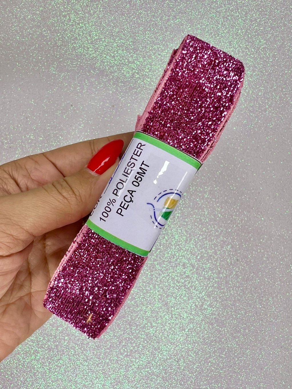 Fita Lurex Esponjosa Nybc n°5,5 Cor132-ROSA CLARO 25mm 05mt