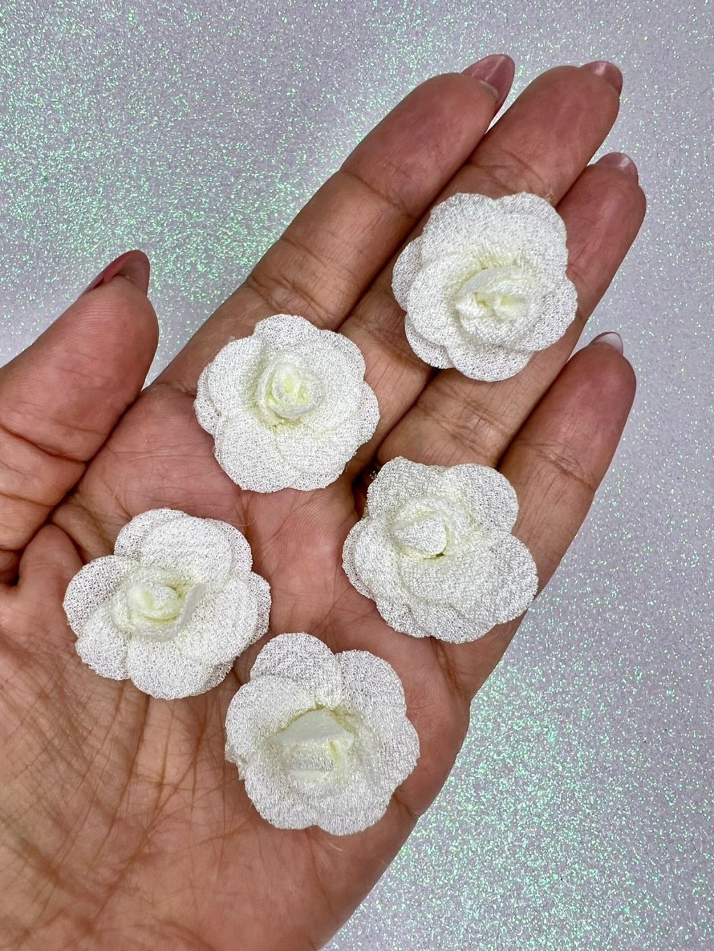 Rosa tecido poliéster 3,0cm OFFWHITE Ref:23990 LIMPORT 05und