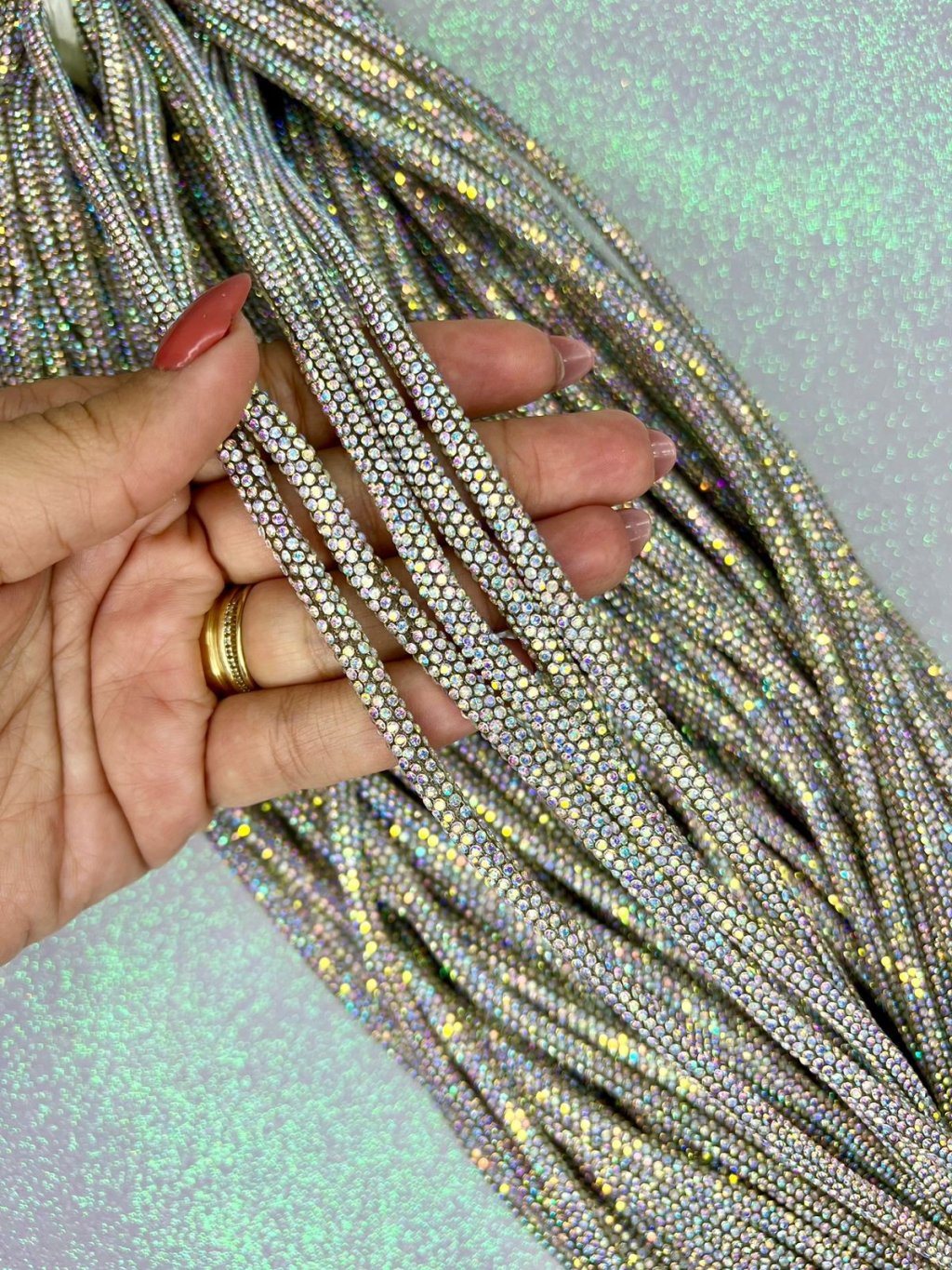 Tubo Silicone Strass Ref:48622 Lomil CRISTAL IRISADO  metro