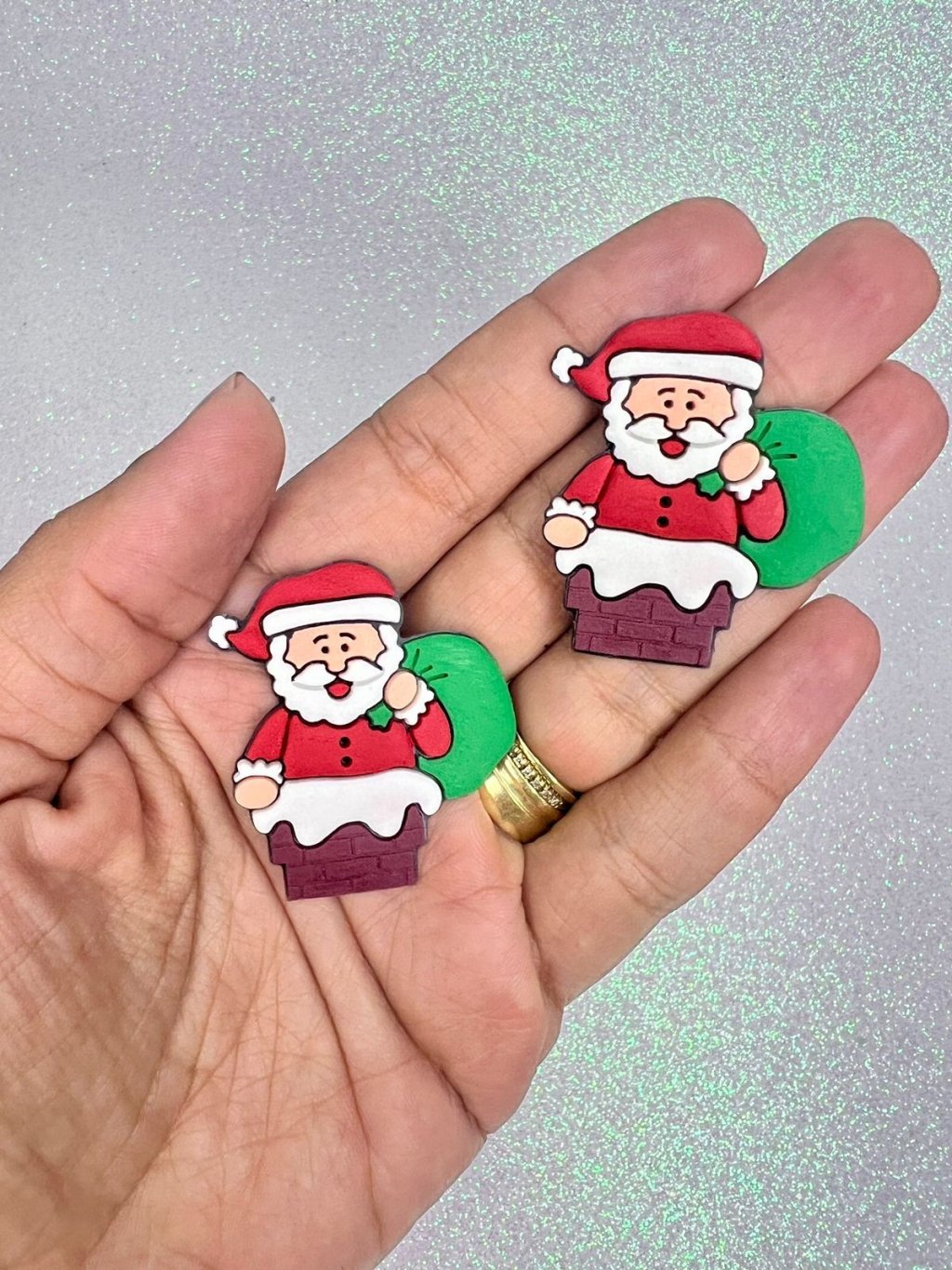 Aplique Emborrachado Papai Noel Chaminé Limport Ref:28558 40mm 02und