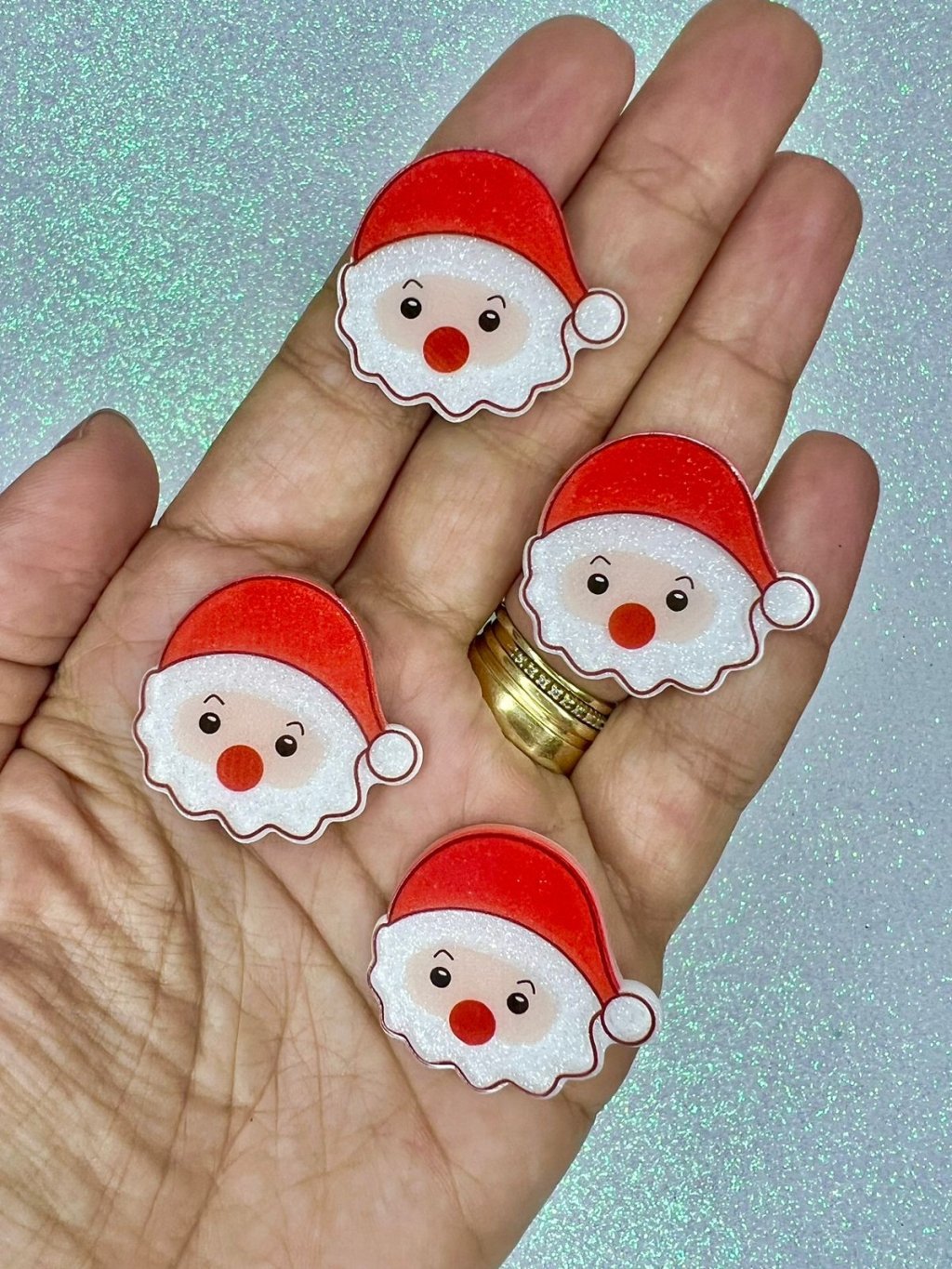 Aplique Acrílico Papai Noel Gliter Yama Ref:48718 30mm 02und