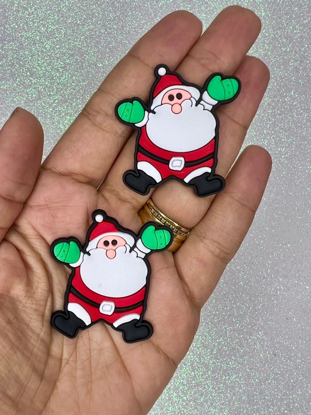 Aplique Emborrachado Papai Noel (Luva Verde) Yama Ref:48719 45mm 02und