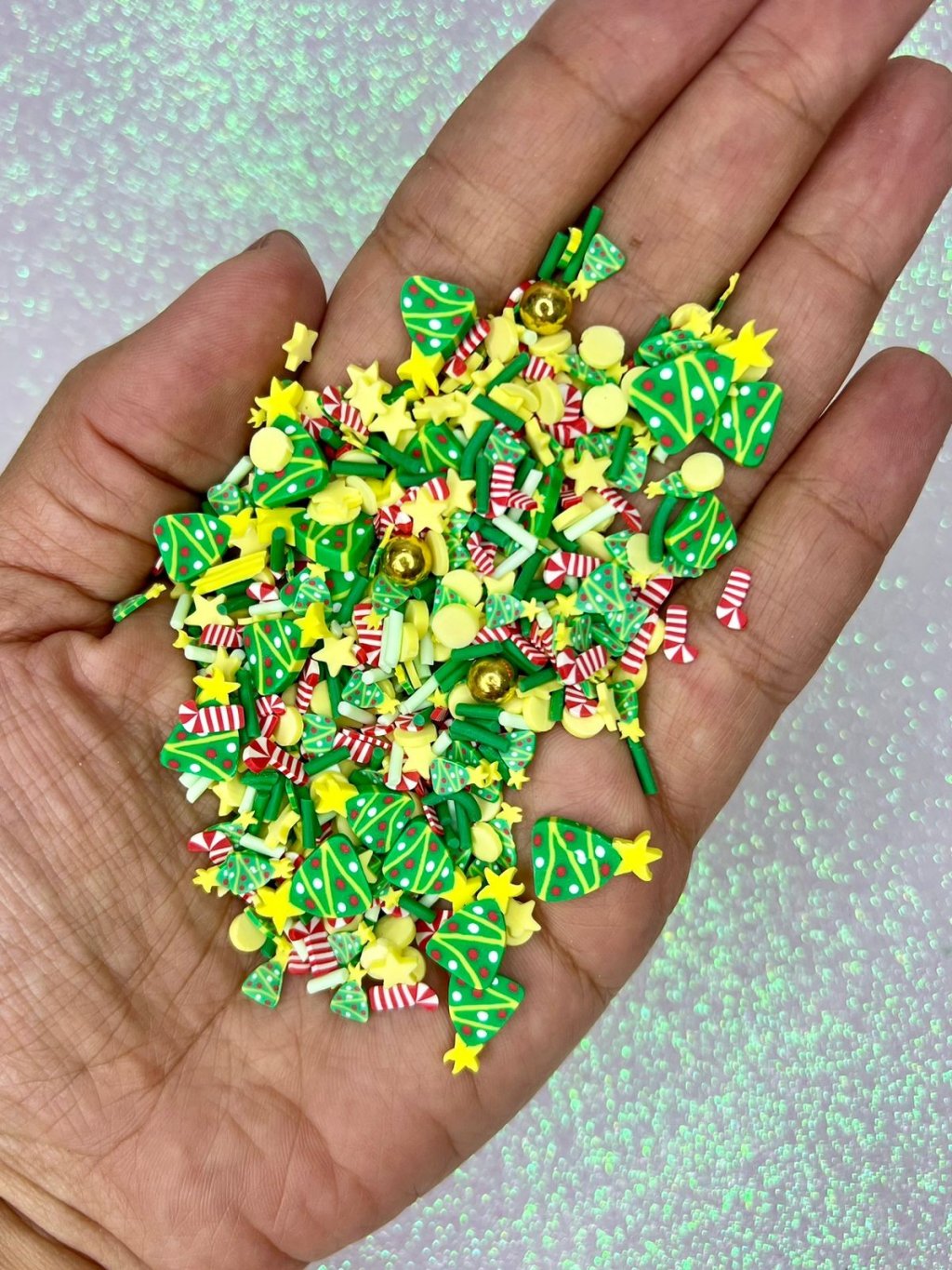 Confete Fimo NATAL Yama Árvore/Pérola 4mm 20g