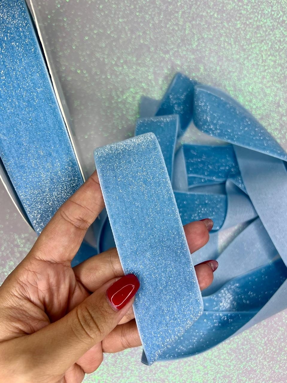 Fita Veludo Lurex PatImport Ref:48744 AZUL CLARO 38mm 02mt