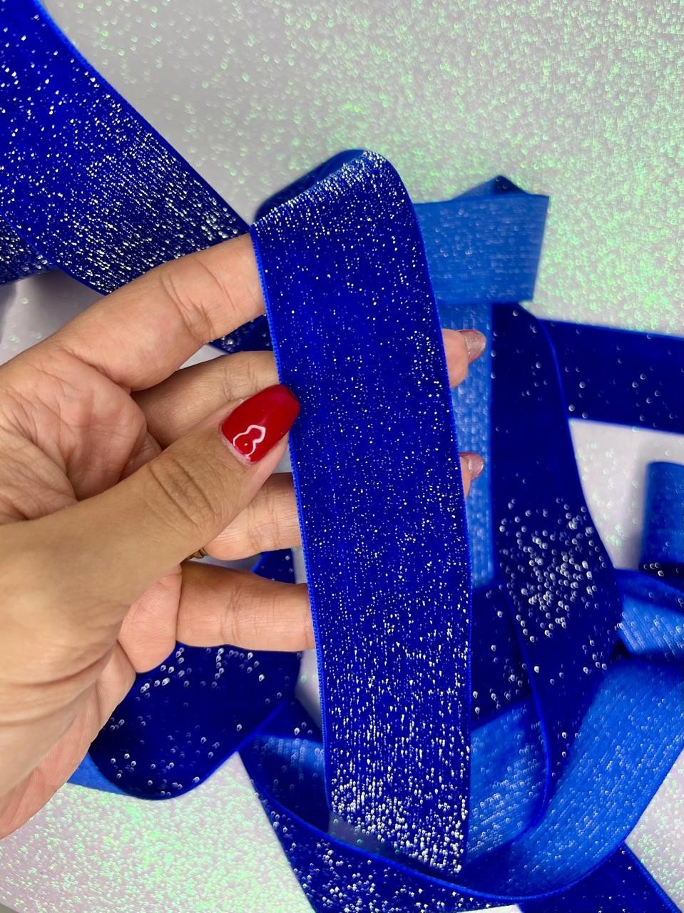 Fita Veludo Lurex PatImport Ref:48744 AZUL ROYAL 38mm 02mt