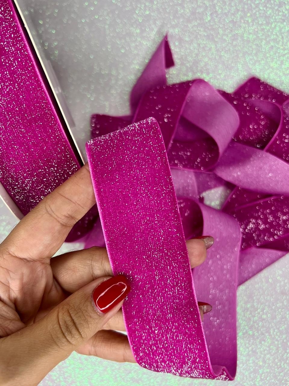 Fita Veludo Lurex PatImport Ref:48744 PINK 38mm 02mt