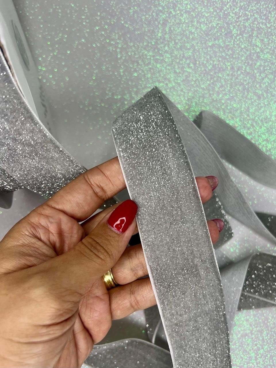 Fita Veludo Lurex PatImport Ref:48744 PRATA 38mm 02mt