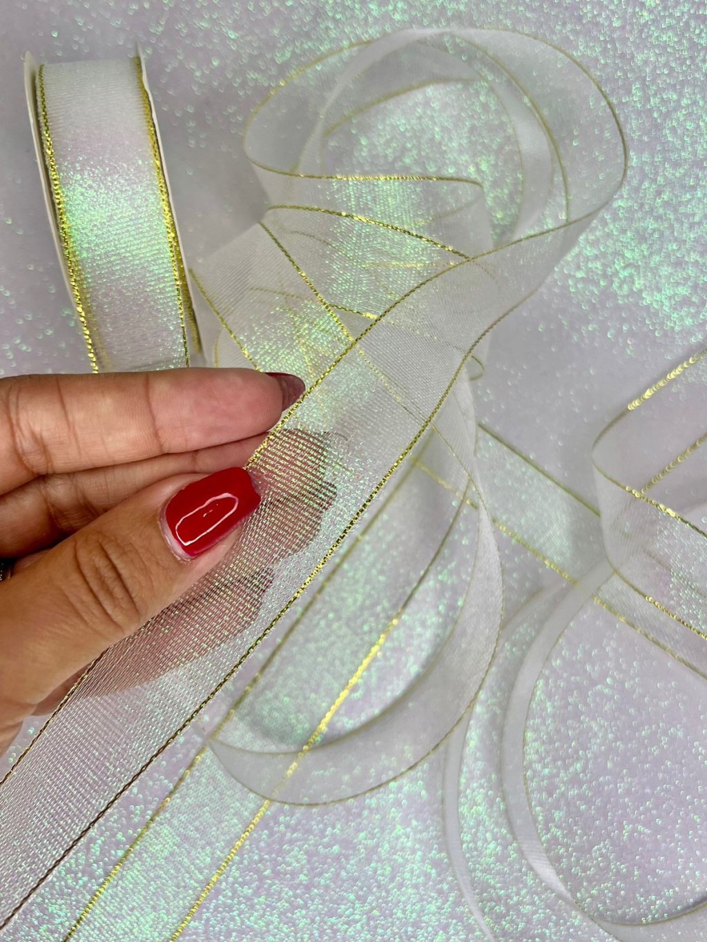 Fita Holográfica Lomil Ref:50517 BRANCA/OURO 22mm 05mt