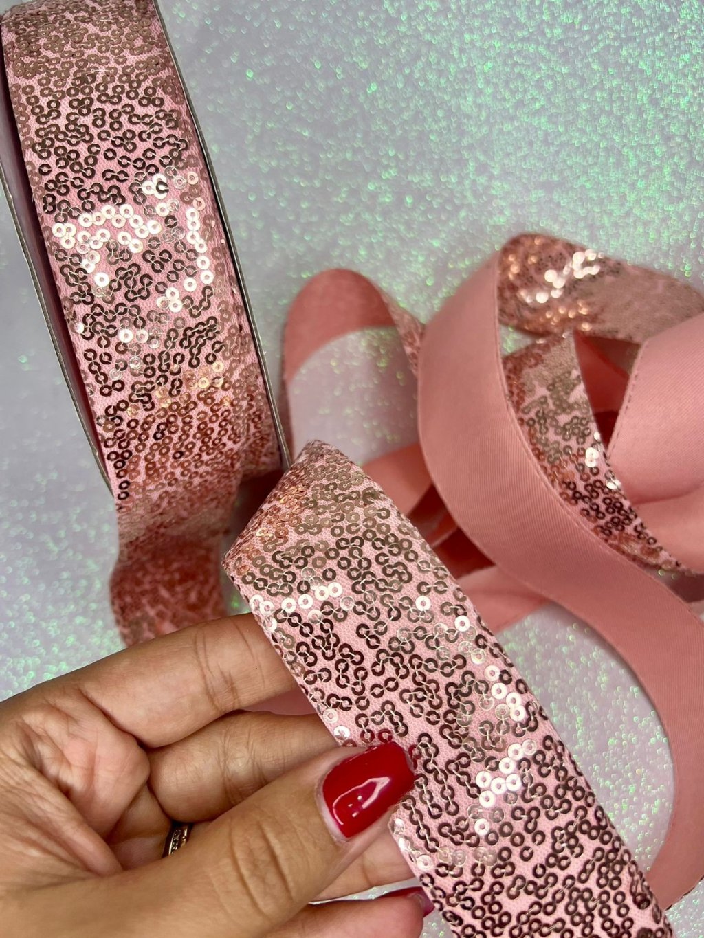 Fita Paetê Mini Lomil Ref:48753 SALMÃO 38mm 02mt