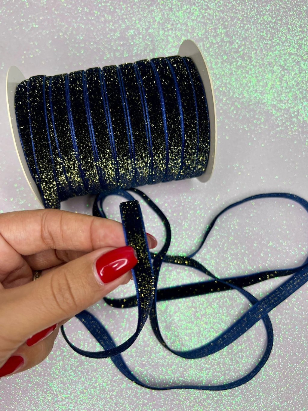 Fita Veludo Lurex Yama Ref:48770 PRETO/OURO 10mm 03mt