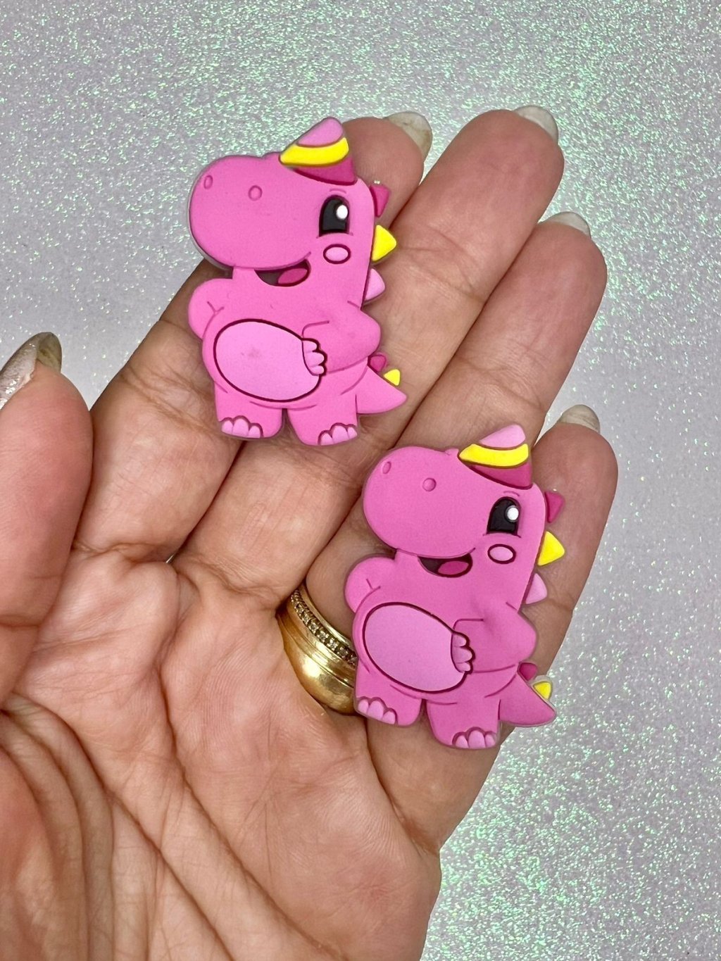 Aplique Emborrachado BabyTube FrrImport Ref:48788 Dino Rosa 35mm 02und