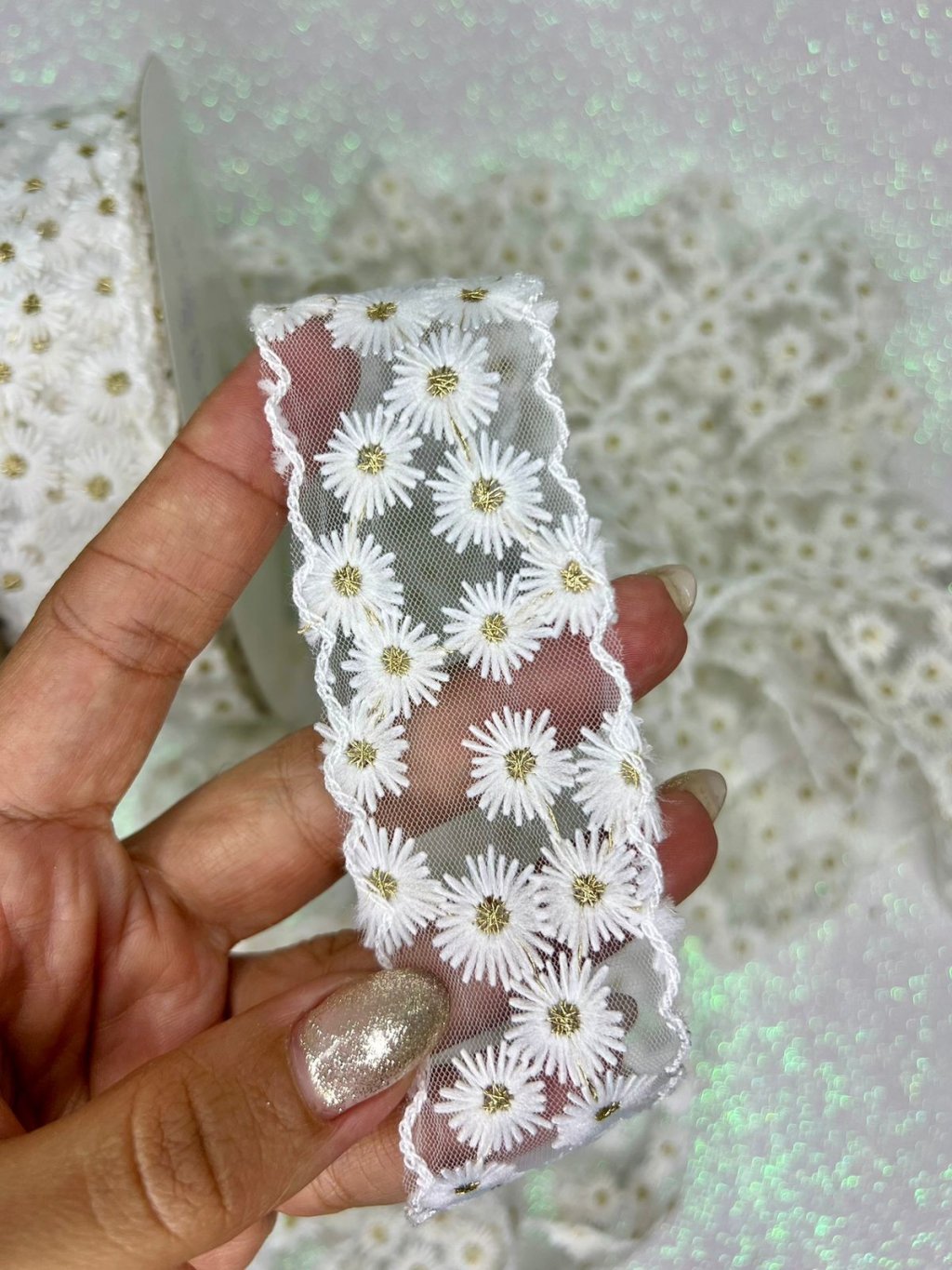 Fita Renda Voil Margarida n°9 Ref:48875 BRANCO 38mm 02mt