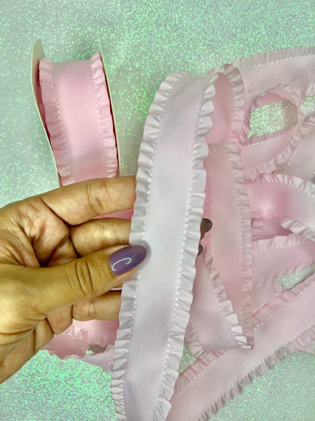 Fita Cetim Babado Mili Ref:48930 ROSA CLARO 38mm 03mt