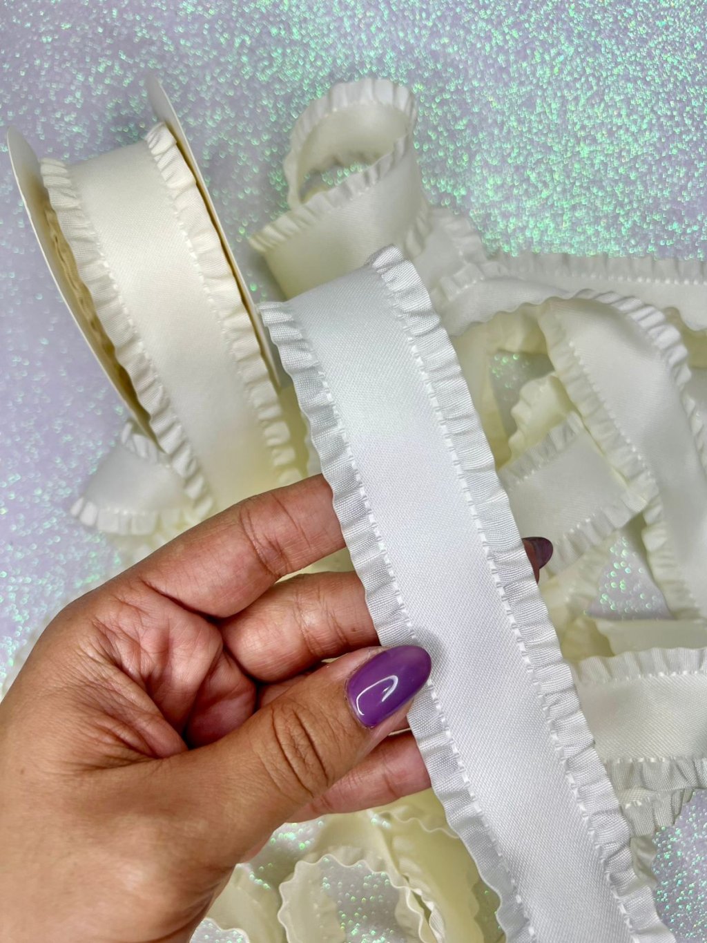 Fita Cetim Babado Mili Ref:48930 OFFWHITE 38mm 03mt