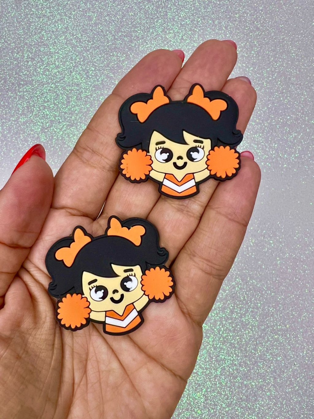 Aplique Emborrachado Menina Pompom Yama Ref:48936 LARANJA 40mm 02und