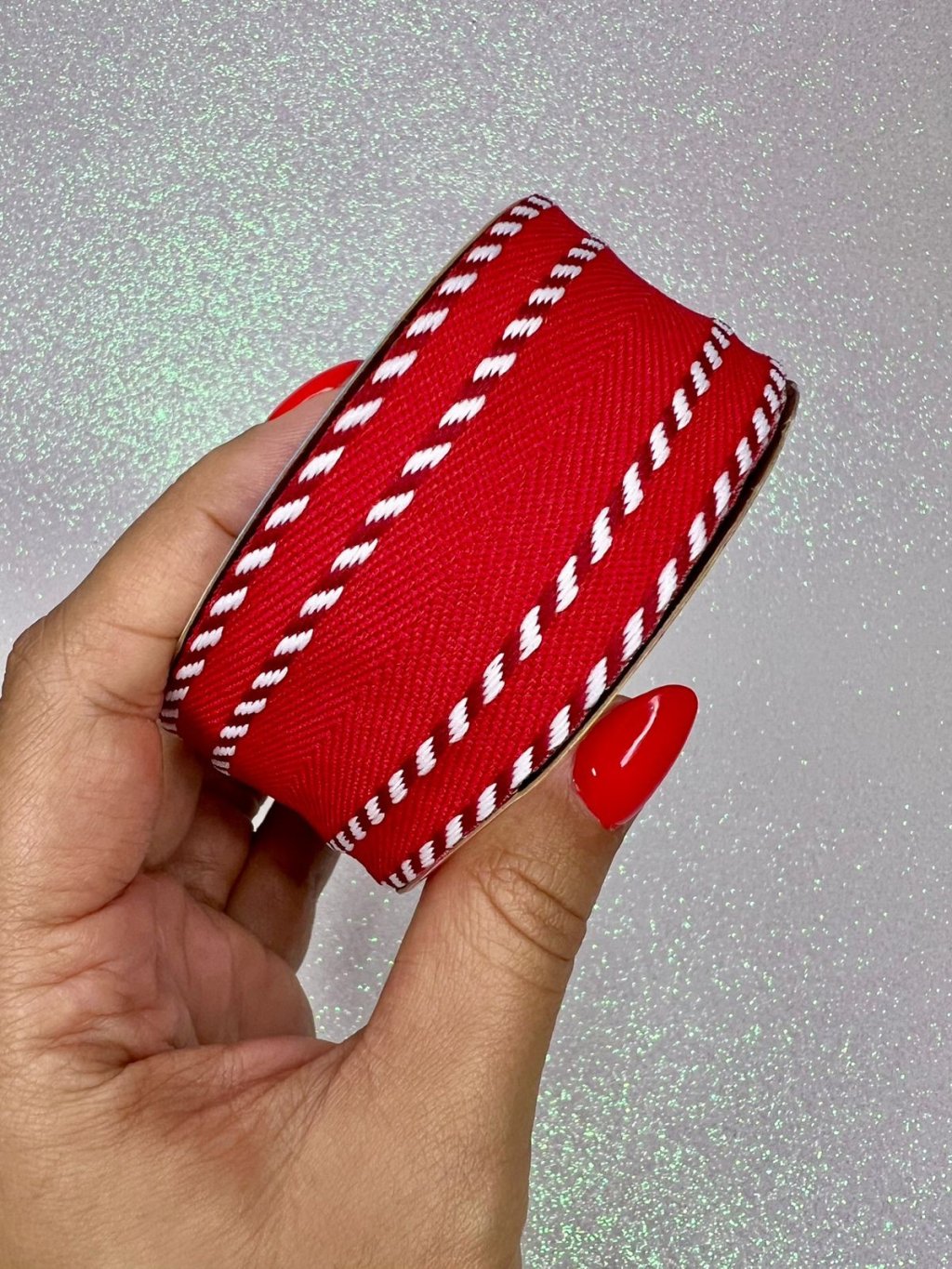 Fita Gorgurão Pesponto Corda Sinimbu Ref:1975/38 Cor:04-VERMELHO/BRANCO 38mm 10mt