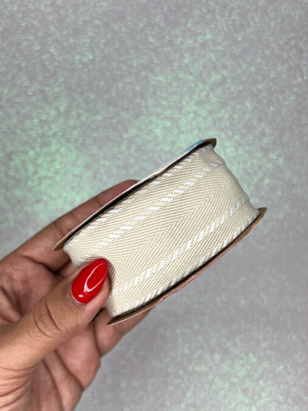 Fita Gorgurão Pesponto Corda Sinimbu Ref:1975/38 Cor:01-BEGE/BRANCO 38mm