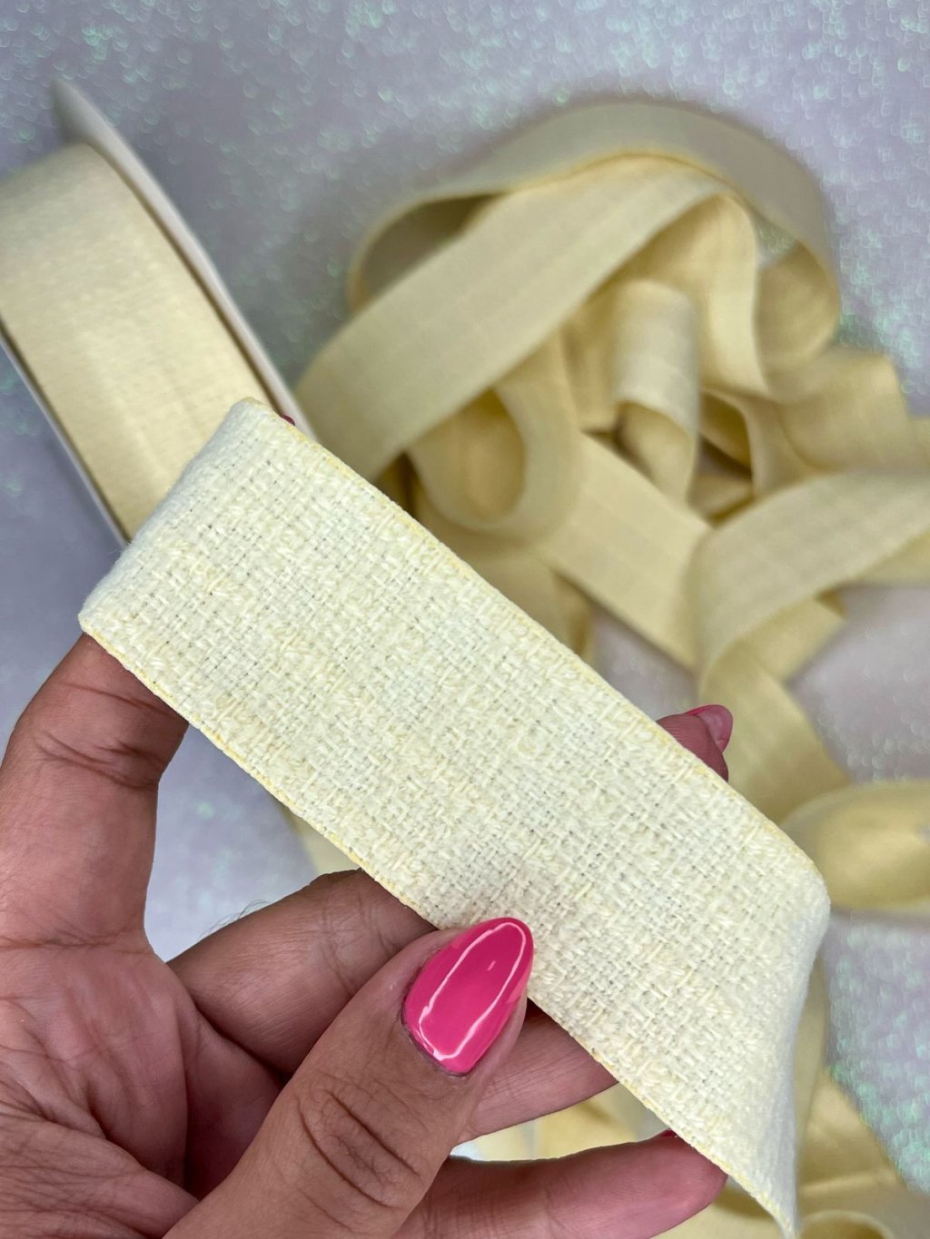 Fita Veludo Textura Candy Yama Ref:49519 AMARELO 38mm 02mt