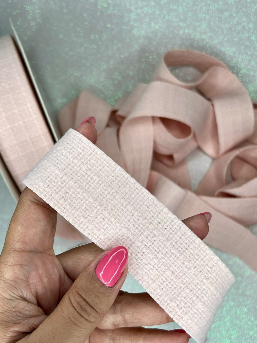 Fita Veludo Textura Candy Yama Ref:49519 ROSA 38mm 02mt