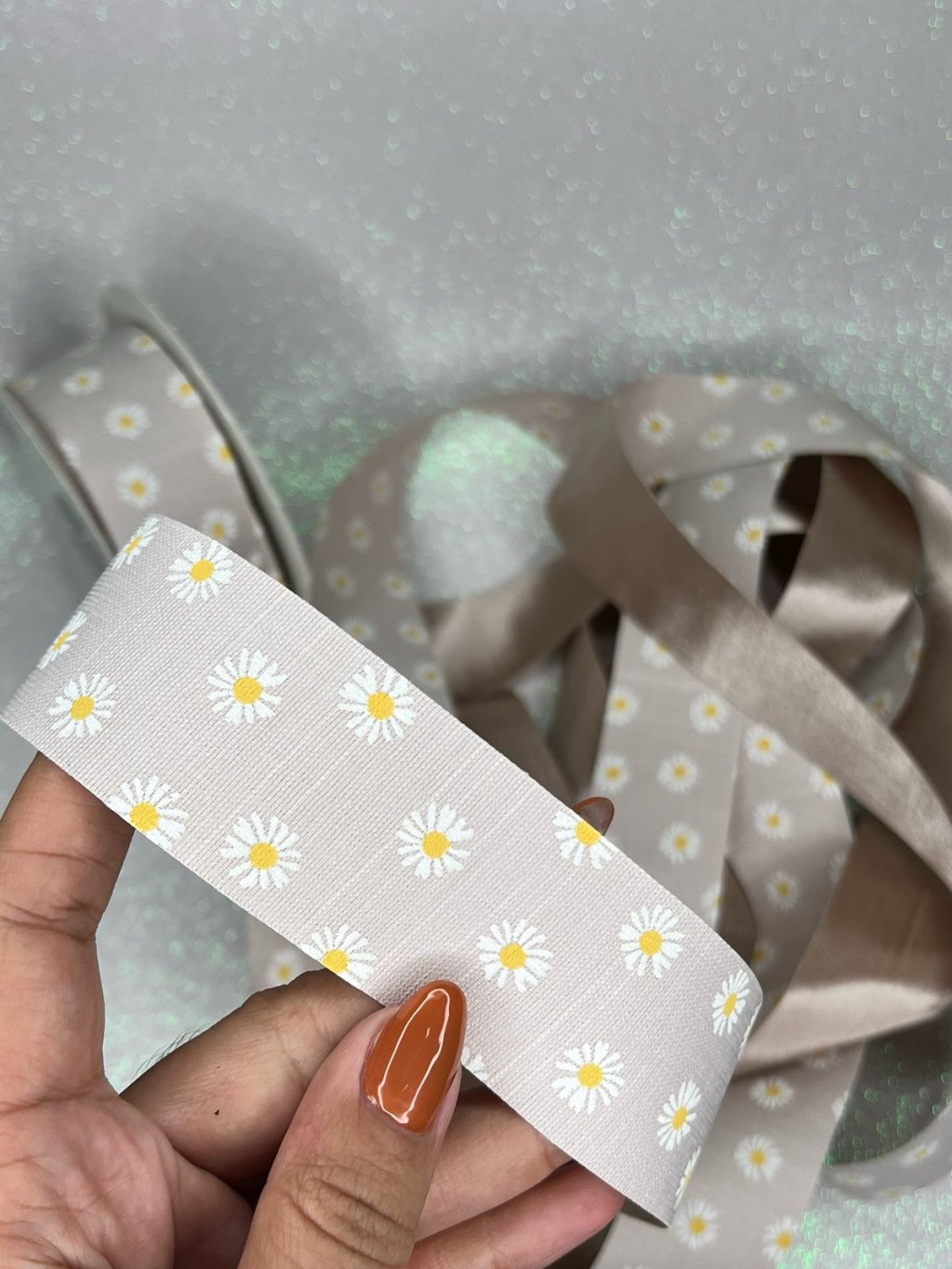 Fita Linho/Cetim Margarida Mili Ref:49575 BEGE CLARO 38mm 02mt