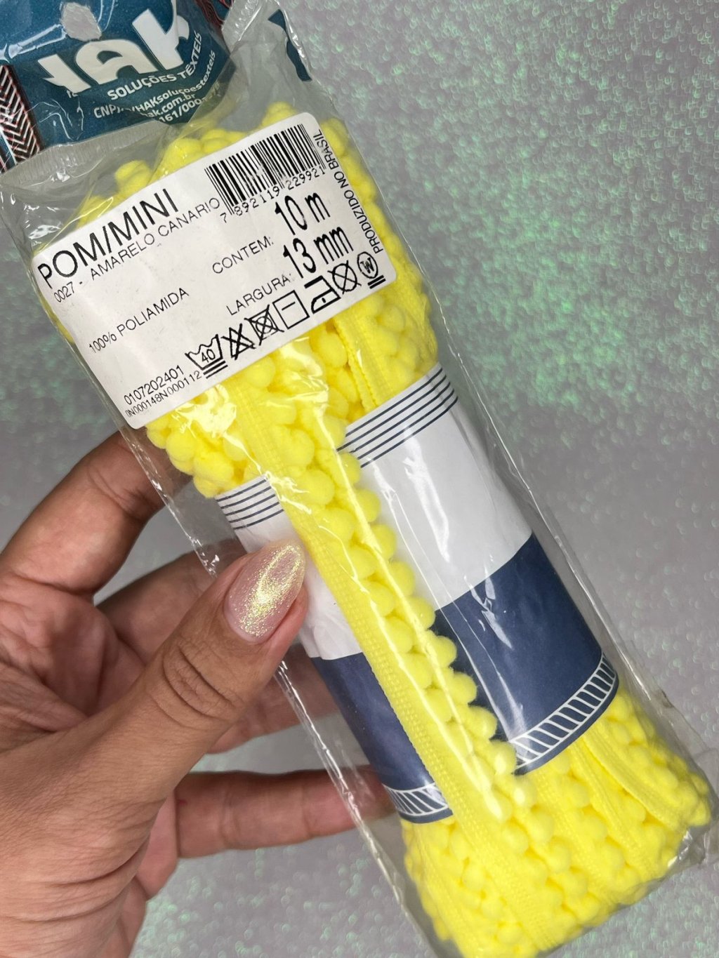 Grelô Mini HAK AMARELO CANÁRIO Ref: POM/MINI 13mm 10mt
