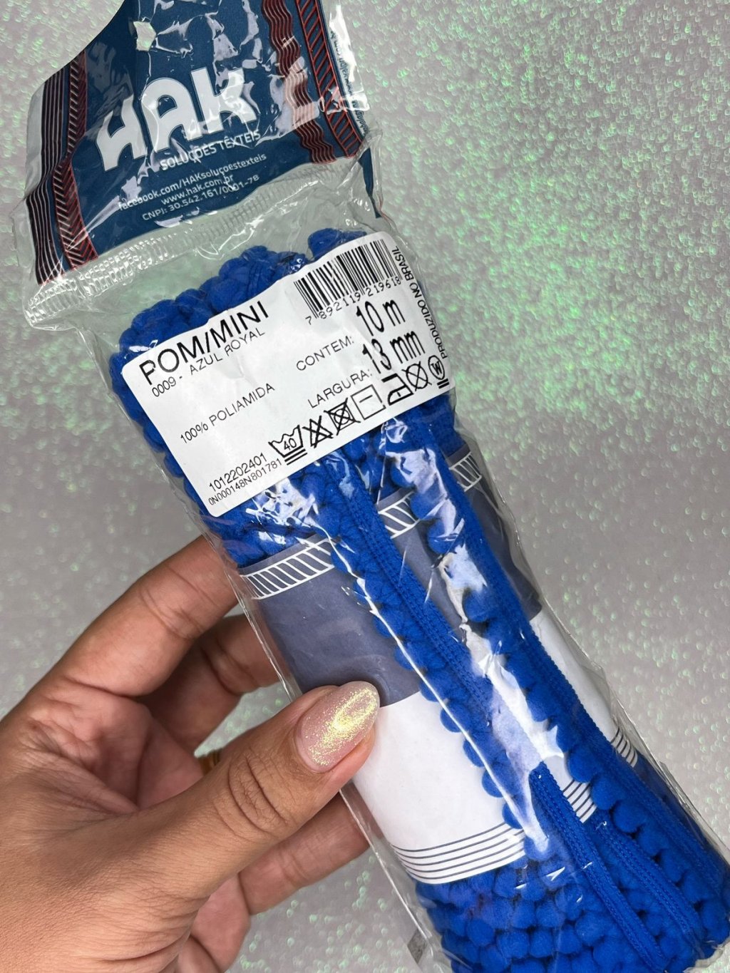 Grelô Mini HAK AZUL ROYAL Ref: POM/MINI 13mm 10mt