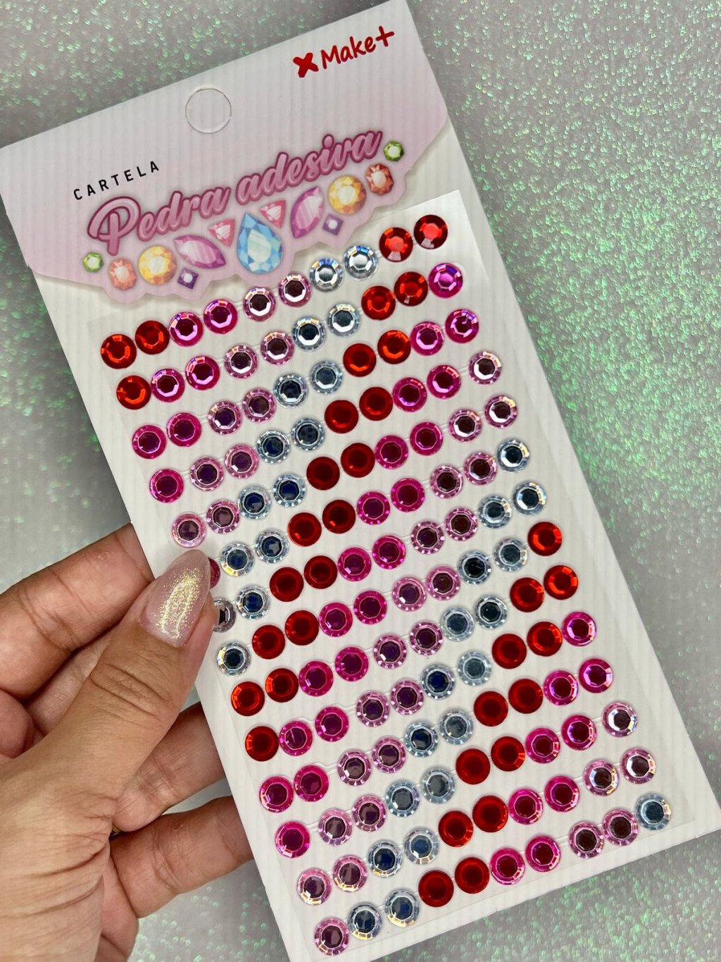 Strass Adesivo Make+ REF:5763 Degradê ROSA/VERMELHO 8mm