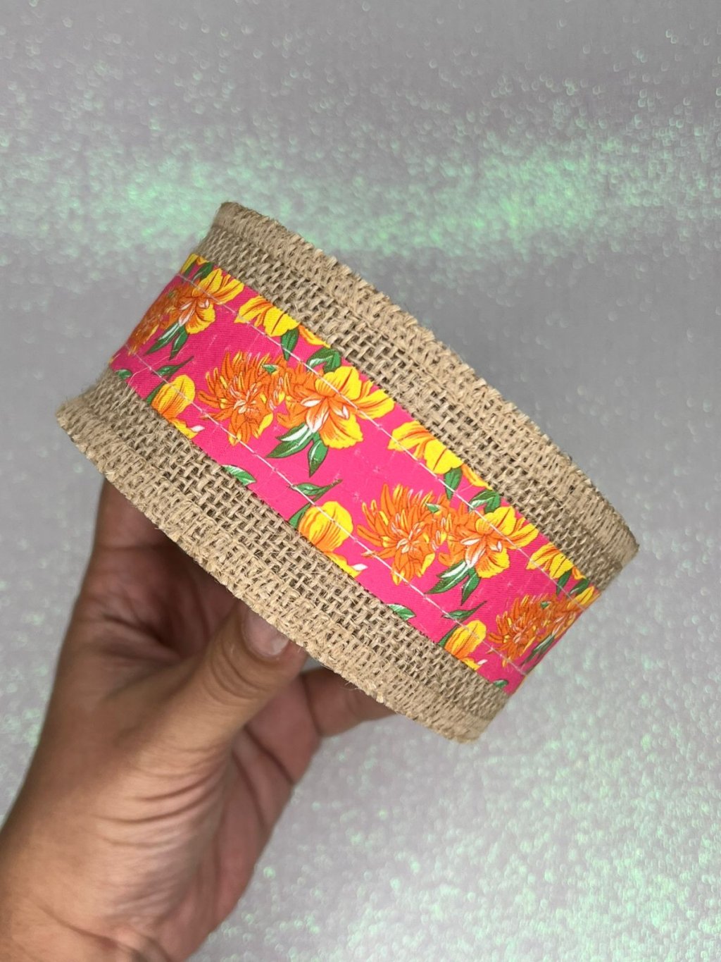 Fita Juta CHITA FLORAL Limport Ref:49806 PINK 60mm 02mt