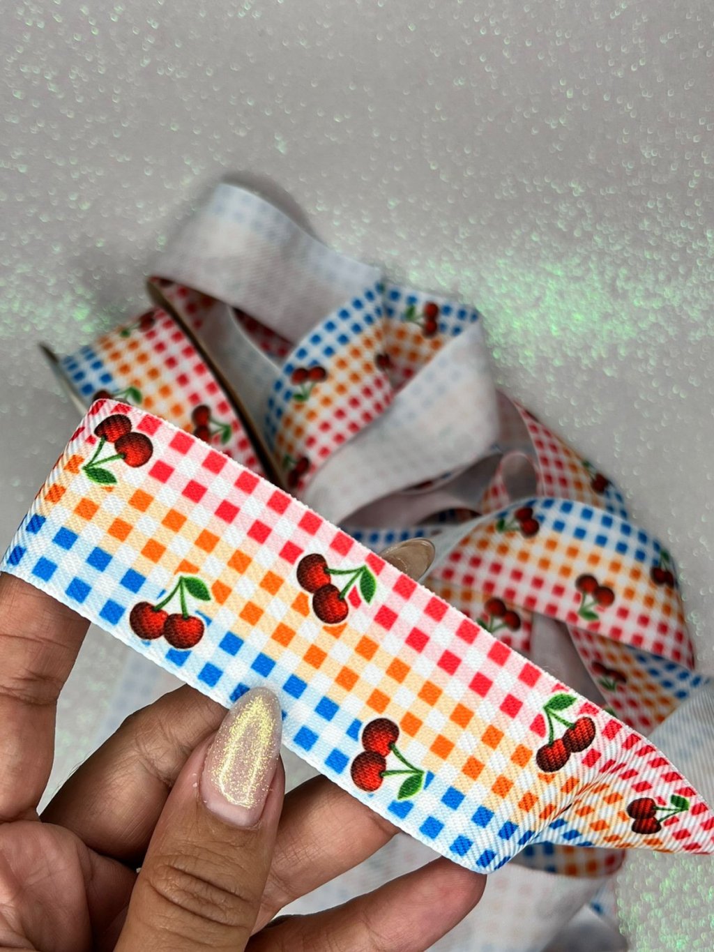 Fita Jeans Quadriculada Cereja Sinimbu Ref:1949/38 Cor 38mm